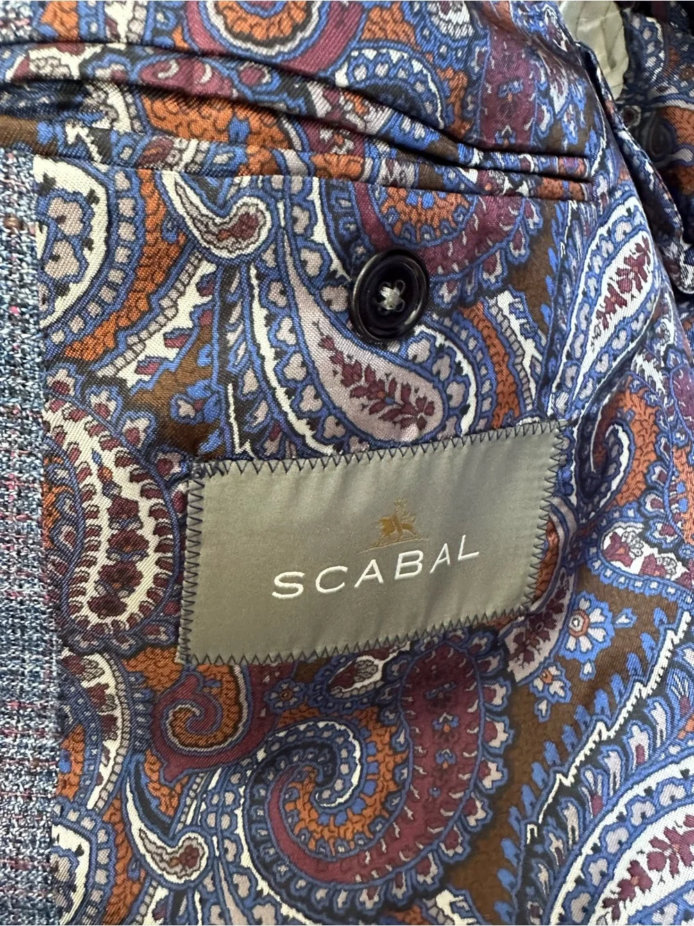 Bespoke Scabal Saville Row Silk Blue Linen Blend Blazer Made in Germany EU52